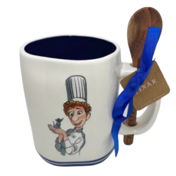 Rae Dunn Disney Pixar Ratatouille "Chef" double-sided mug with wooden spoon NWT - Picture 3 of 3
